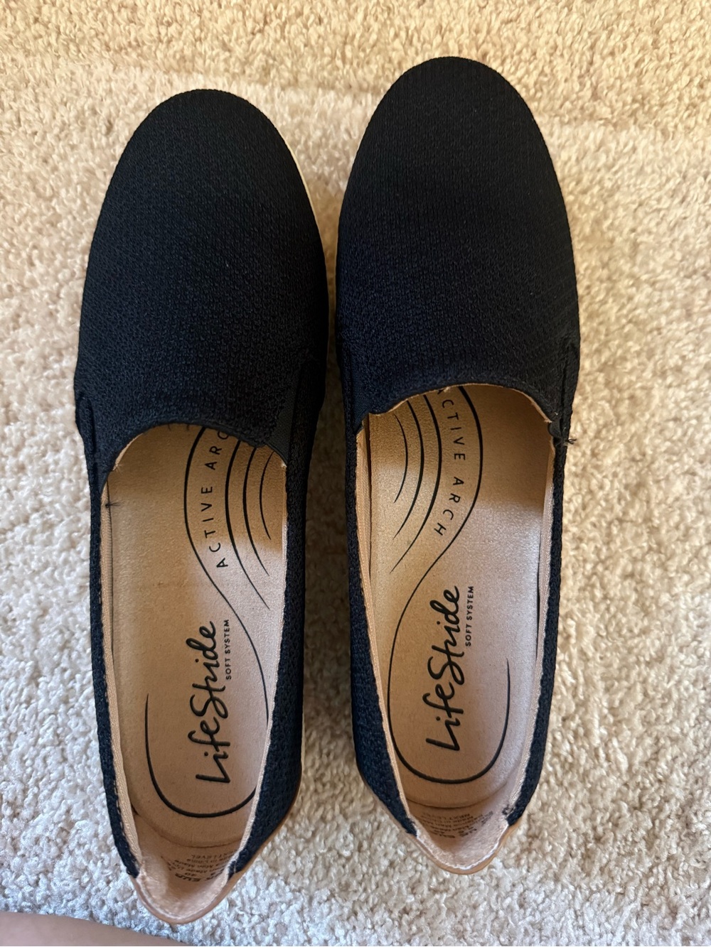 Life Stride Black Slip-On Knit Flats